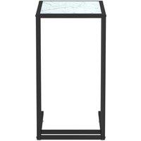 Berkfield Home Stylish Computer Side Table White Marble 50x35x65 cm Tempered Glass | Size: 50 x 35 x 65 cm
