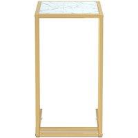 Berkfield Home Stylish Computer Side Table White Marble 50x35x65 cm Tempered Glass | Size: 50 x 35 x 65 cm