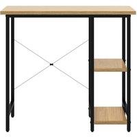 Berkfield Home Modern Computer Desk Black & Light Oak 80x40x72 cm MDF & Metal in Brown | Size: 80 x 40 x 72 cm