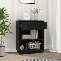 Berkfield Home Beautiful Console Cabinet Black 60x34x75 cm Solid Wood Pine | Size: 60 x 34 x 75 cm