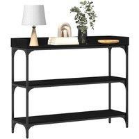 Berkfield Home Modern Console Table Black Oak 100x30x80 cm Engineered Wood & Steel | Size: 100 x 30 x 80 cm