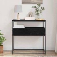 Berkfield Home Modern Console Table Black Oak 75x40x75 cm Engineered Wood & Steel | Size: 75 x 40 x 75 cm