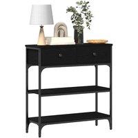 Berkfield Home Modern Console Table Black Oak 72, 5x25x75 cm Engineered Wood & Steel | Size: 5 x 25 x 75 cm