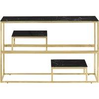 Berkfield Home Modern Console Table Gold Stainless Steel & Tempered Glass