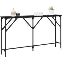 Berkfield Home Gorgeous Console Table Black Oak 140x23x75 cm Engineered Wood | Size: 140 x 23 x 75 cm