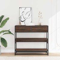 Berkfield Home Decorative Console Table Brown Oak 90x35x80 cm Engineered Wood | Size: 90 x 35 x 80 cm