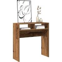 Berkfield Home Decorative Console Table Old Wood 78x30x80 cm Engineered Wood in Brown | Size: 78 x 30 x 80 cm