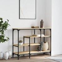 Berkfield Home Decorative Console Table with Shelves Sonoma Oak 100x35x75 cm in Light Oak | Size: 100 x 35 x 75 cm