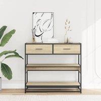 Berkfield Home Decorative Console Table Sonoma Oak 90x35x80 cm Engineered Wood in Light Beige | Size: 90 x 35 x 80 cm