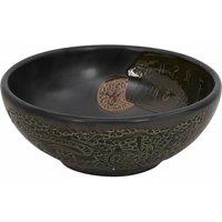 Berkfield Home Durable Countertop Basin Black Round 41x14 cm Ceramic | Size: 41x14 cm