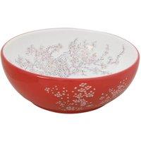 Berkfield Home Durable Countertop Basin White & Red Round 41x14 cm Ceramic | Size: 41x14 cm