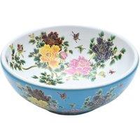 Berkfield Home Durable Countertop Basin Multicolour Round 41x14 cm Ceramic in Blue | Size: 41x14 cm
