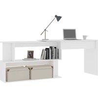 Berkfield Home Modern Corner Desk White 200x50x76 cm Engineered Wood | Size: 200 x 50 x 76 cm