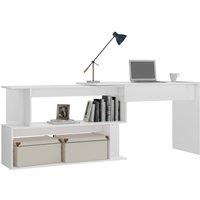 Berkfield Home Modern Corner Desk High Gloss White 200x50x76 cm Engineered Wood | Size: 200 x 50 x 76 cm