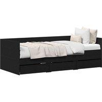 Berkfield Home Modern Daybed Black oak Engineered wood 90 x 190 cm Durable Daybed