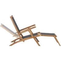 Berkfield Home Classic Deck Chair with Footrest Solid Teak Wood Black