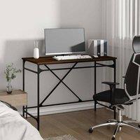 Berkfield Home Charming Desk Brown Oak 100x50x75 cm Engineered Wood & Iron | Size: 100 x 50 x 75 cm