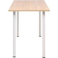 Berkfield Home Modern Dining Table 120x60x73 cm Oak & White in Natural | Size: 120 x 60 x 73 cm