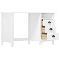 Berkfield Home Stylish Desk Hill with 3 Drawers 120x50x74 cm Solid Pine Wood in White | Size: 120 x 50 x 74 cm