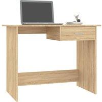 Berkfield Home Modern Desk Sonoma Oak 100x50x76 cm Engineered Wood in Tan | Size: 100 x 50 x 76 cm