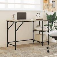Berkfield Home Decorative Desk Sonoma Oak 120x50x75 cm Metal & Engineered Wood in Light Tan | Size: 120 x 50 x 75 cm