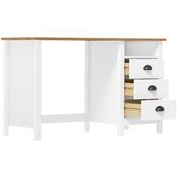 Berkfield Home Stylish Desk Hill with 3 Drawers 120x50x74 cm Solid Pine Wood in White | Size: 120 x 50 x 74 cm