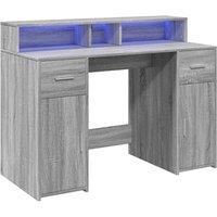Berkfield Home Soft Desk with LED Lights Grey Sonoma 120x55x91 cm Engineered Wood | Size: 120 x 55 x 91 cm
