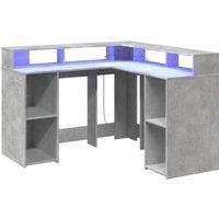Berkfield Home Soft Desk with LED Lights Concrete Grey 130x130x91 cm Engineered Wood | Size: 130 x 130 x 91 cm