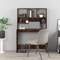 Berkfield Home Decorative Desk with Shelves Smoked Oak 102x45x148 cm Engineered Wood in Brown | Size: 102 x 45 x 148 cm