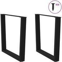 Berkfield Home Modern Dining Table Legs V-Shape 2 pcs Black 90x(72-73.3) cm Steel