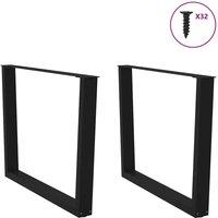 Berkfield Home Modern Dining Table Legs V-Shape 2 pcs Black 100x(72-73.3) cm Steel