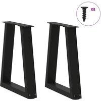 Berkfield Home Modern Dining Table Legs V-Shape 2 pcs Black 28x(42-43.3) cm Steel