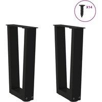 Berkfield Home Modern Dining Table Legs V-Shape 2 pcs Black 28x(42-43.3) cm Steel