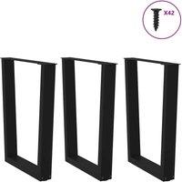 Berkfield Home Modern Dining Table Legs V-Shape 3 pcs Black 70x(72-73.3) cm Steel