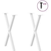 Berkfield Home Modern Dining Table Legs X-Shaped 2 pcs White 60x(72-73) cm Steel