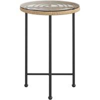 Berkfield Home Sturdy Dining Table 55 cm Tempered Glass & Steel in Brown