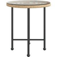 Berkfield Home Sturdy Dining Table 50 cm Tempered Glass & Steel in Brown