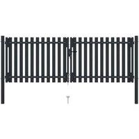 Berkfield Home Sturdy Double Door Fence Gate Steel 306x150 cm Anthracite in Dark Grey