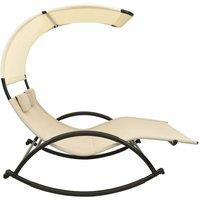 Berkfield Home Suitable Double Sun Lounger with Canopy Textilene Cream in Beige