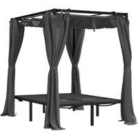 Berkfield Home Beautiful Double Sun Lounger with Side & Top Curtains Anthracite in Charcoal
