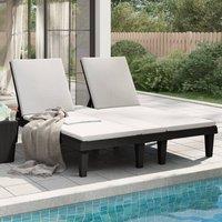 Berkfield Home Beautiful Double Sun Lounger Black 155x138x83 cm Polypropylene | Size: 155 x 138 x 83 cm