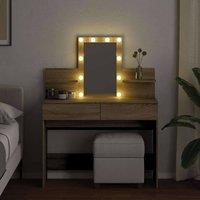 Berkfield Home Beautiful Dressing Table with LED Sonoma Oak 100x40x130 cm in Light Brown | Size: 100 x 40 x 130 cm