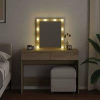 Berkfield Home Beautiful Dressing Table with LED Sonoma Oak 100x40x130 cm in Tan | Size: 100 x 40 x 130 cm