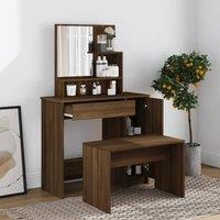 Berkfield Home Beautiful Dressing Table with Mirror Brown Oak 86.5x35x136 cm