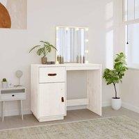 Berkfield Home Beautiful Dressing Table with LED White 95x50x133.5 cm Solid Wood Pine