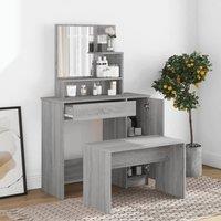 Berkfield Home Beautiful Dressing Table with Mirror Grey Sonoma 86.5x35x136 cm