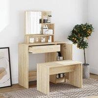 Berkfield Home Beautiful Dressing Table with Mirror Sonoma Oak 86.5x35x136 cm in Light Oak