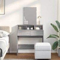 Berkfield Home Beautiful Dressing Table with Mirror Grey Sonoma 80x41x144.5 cm