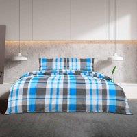 Berkfield Home Elegant Duvet Cover Set Blue & Grey 135x200 cm Cotton