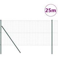 Berkfield Home Green Euro Fence with 13 Posts 1.2x25 m Galvanised Steel Green